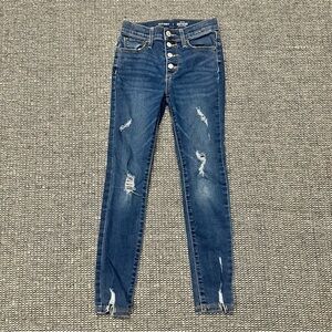 Old Navy Blue Distressed Button Up Jeans